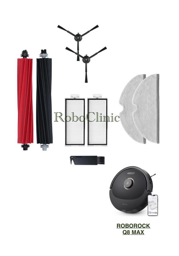 Roborock Q8 Max Yedek Ana Fırça, Yan Fırça, HEPA Filtre, Mop - 9 Parça