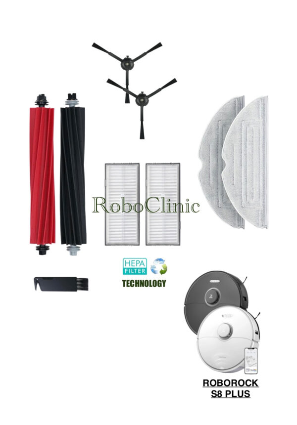 Roborock S8 Plus Yedek Ana Fırça, Yan Fırça, HEPA Filtre, Mop - 9 Parça