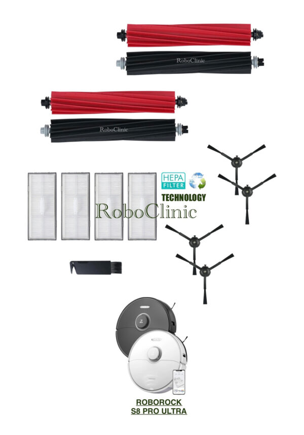 Roborock S8 Pro Ultra Yedek Ana Fırça, Yan Fırça, HEPA Filtre - 11 Parça