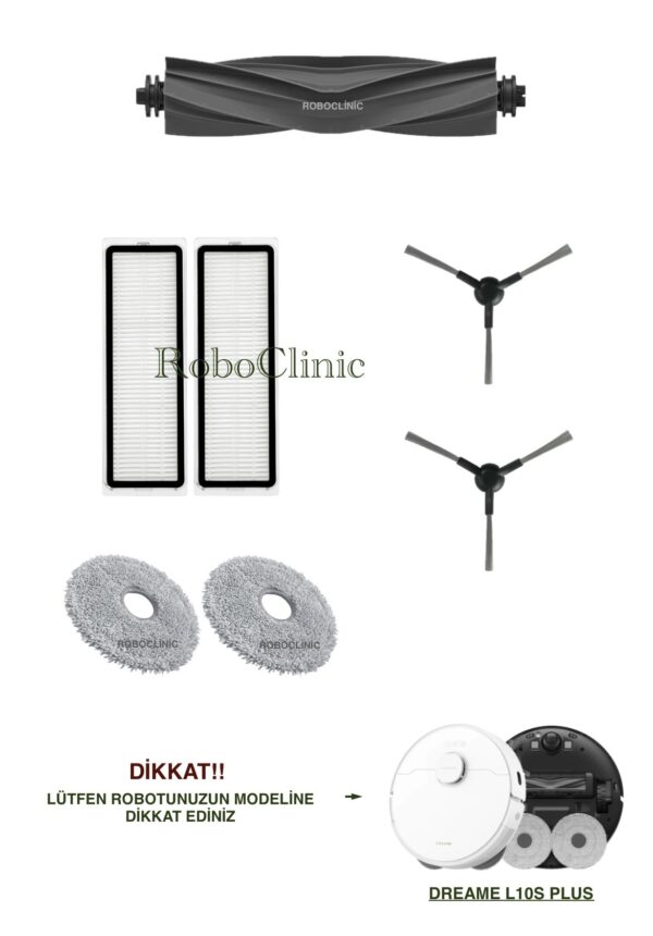 Dreame L10s Plus Yedek Ana Fırça, Yan Fırça, HEPA Filtre, Mop - 7 Parça