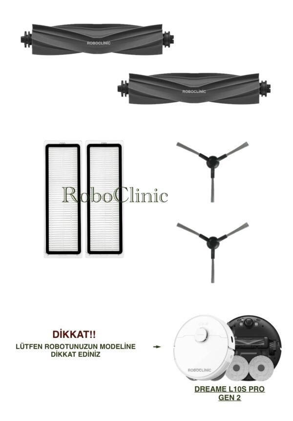 Dreame L10s Pro Gen 2 Yedek Ana Fırça, Yan Fırça, HEPA Filtre, Mop - 6 Parça
