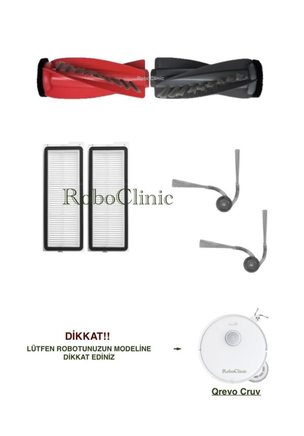 Roborock Qrevo Curv Yedek Ana Fırça, Yan Fırça, HEPA Filtre - 6 Parça
