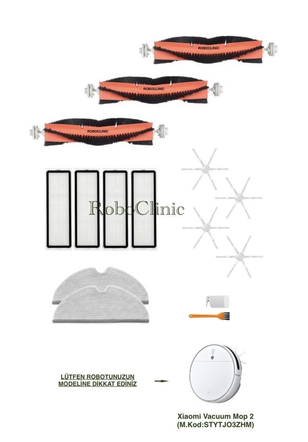 Xiaomi Mi Vacuum Mop 2 Yedek Ana Fırça, Yan Fırça, HEPA Filtre, Mop - 15 Parça