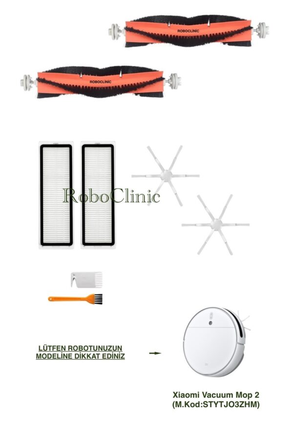 Xiaomi Mi Vacuum Mop 2 Yedek Ana Fırça, Yan Fırça, HEPA Filtre - 8 Parça
