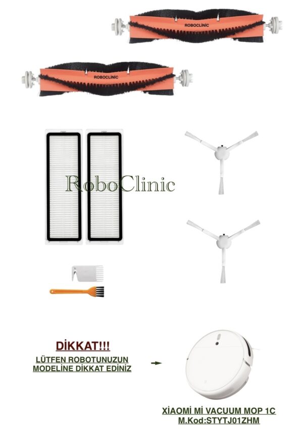 Xiaomi Mi Vacuum Mop 1C Yedek Ana Fırça, Yan Fırça, HEPA Filtre - 8 Parça