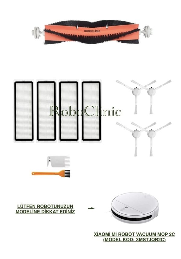 Xiaomi Mi Vacuum Mop 2C Yedek Ana Fırça, Yan Fırça, HEPA Filtre - 11 Parça