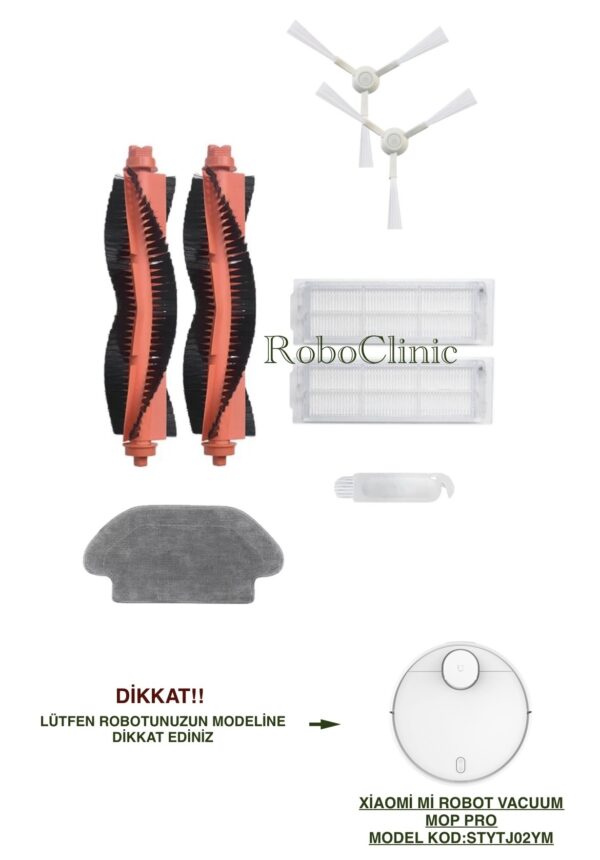 Xiaomi Mi Vacuum Mop Pro Beyaz Yedek Ana Fırça, Yan Fırça, HEPA Filtre, Mop - 8 Parça