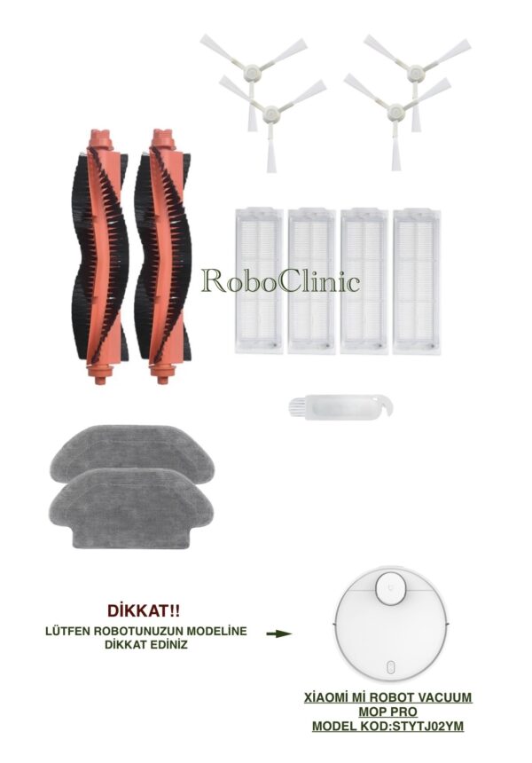 Xiaomi Mi Vacuum Mop Pro Beyaz Yedek Ana Fırça, Yan Fırça, HEPA Filtre, Mop - 13 Parça