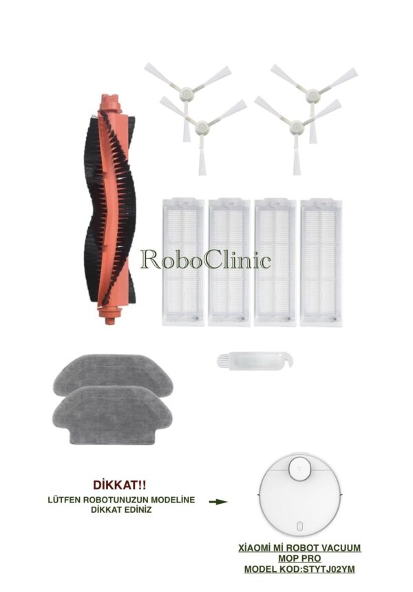 Xiaomi Mi Vacuum Mop Pro Beyaz Yedek Ana Fırça, Yan Fırça, HEPA Filtre, Mop - 12 Parça