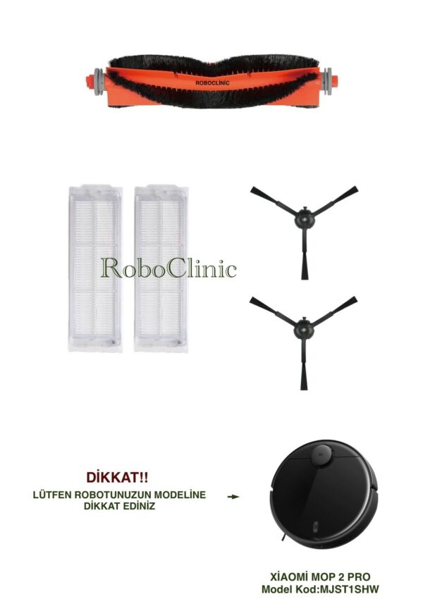 Xiaomi Mi Vacuum Mop 2 Pro Siyah Yedek Ana Fırça, Yan Fırça, HEPA Filtre - 5 Parça