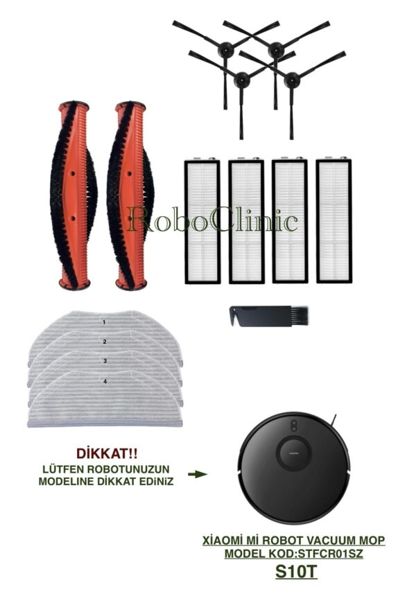 Xiaomi Mi Vacuum S10T Yedek Ana Fırça, Yan Fırça, HEPA Filtre, Mop - 15 Parça