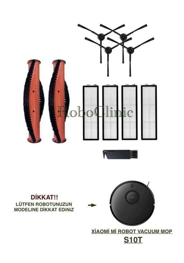 Xiaomi Mi Vacuum S10T Yedek Ana Fırça, Yan Fırça, HEPA Filtre - 11 Parça
