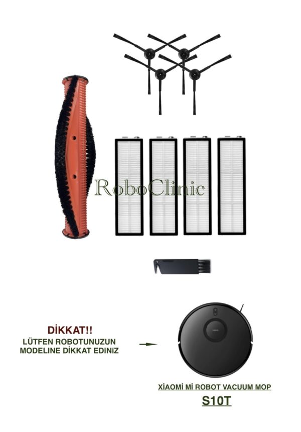 Xiaomi Mi Vacuum S10T Yedek Ana Fırça, Yan Fırça, HEPA Filtre - 10 Parça