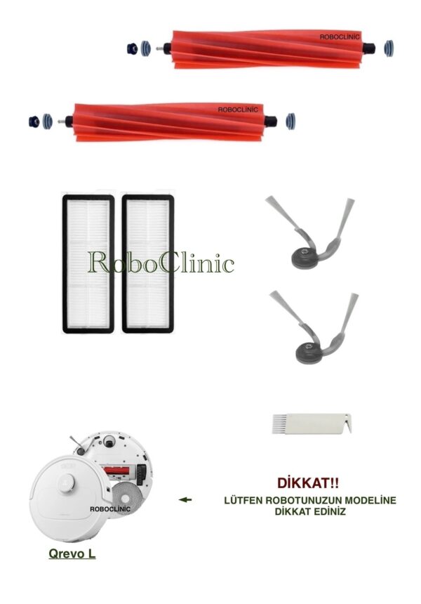 Roborock Qrevo L Yedek Ana Fırça, Yan Fırça, HEPA Filtre - 6 Parça