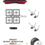 Roborock Q8 Max Pro / Pro Plus  Uyumlu Ana Fırça, Yan Fırça, HEPA Filtre - 11 Parça