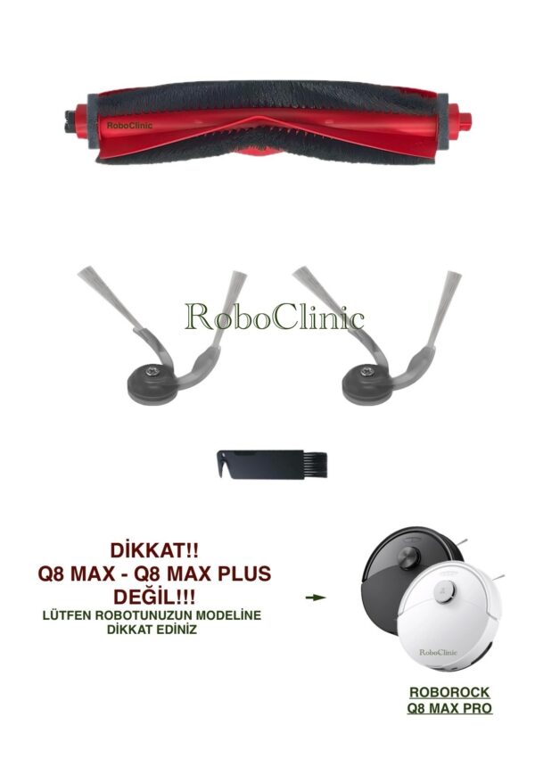 Roborock Q8 Max Pro Yedek Ana Fırça, Yan Fırça - 4 Parça