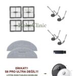 Roborock S8 Pro Uyumlu Ana Fırça, Yan Fırça, HEPA Filtre, Mop - 12 Parça