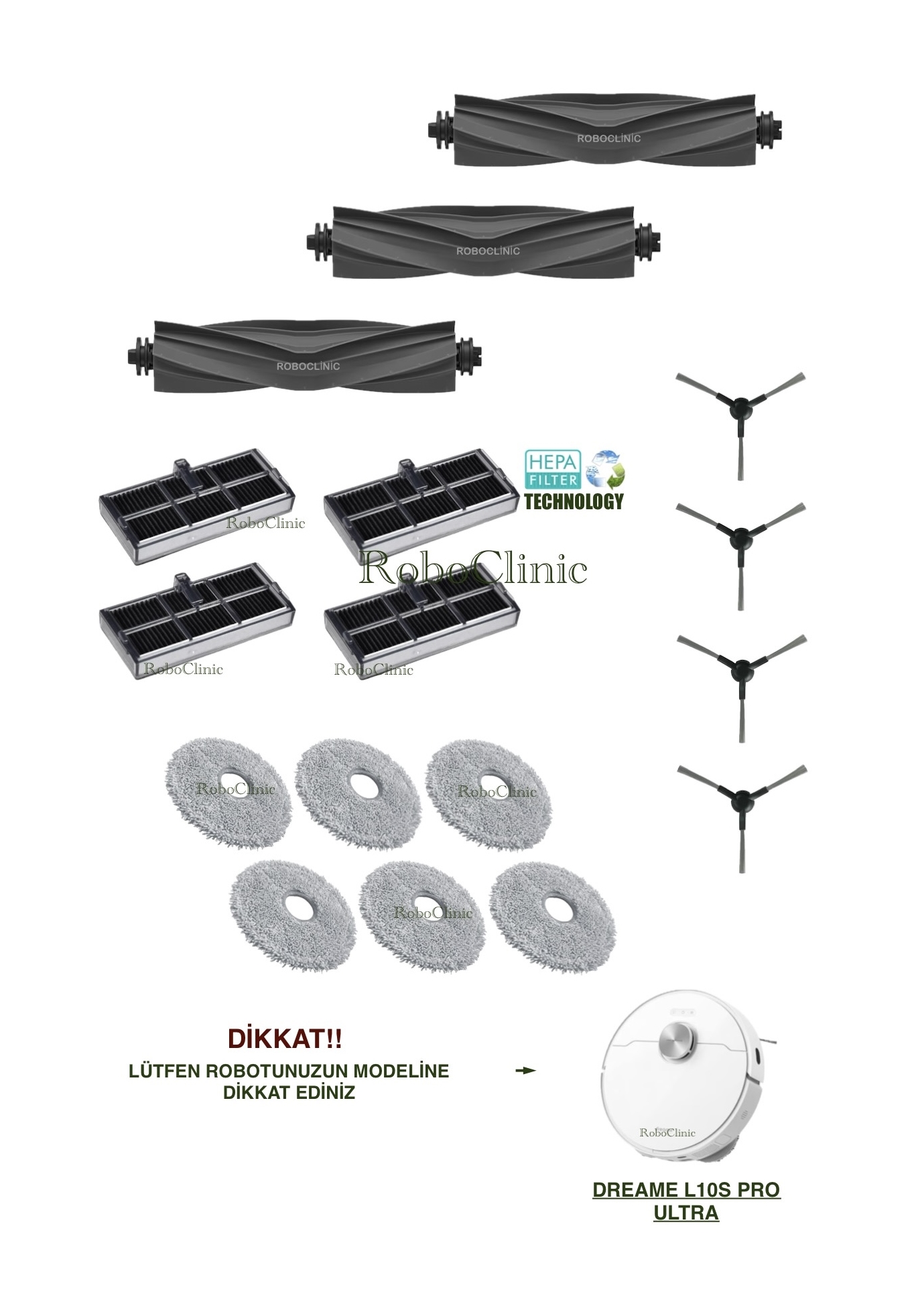 dreame-l10s-pro-ultra-11 Dreame L10s Pro Ultra Yedek Ana Fırça, Yan Fırça, HEPA Filtre, Mop 17 Parça - Görsel 1