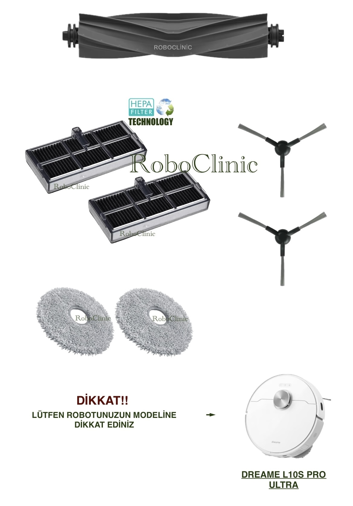 dreame-l10s-pro-ultra-2 Dreame L10s Pro Ultra Yedek Ana Fırça, Yan Fırça, HEPA Filtre, Mop - 7 Parça - Görsel 1