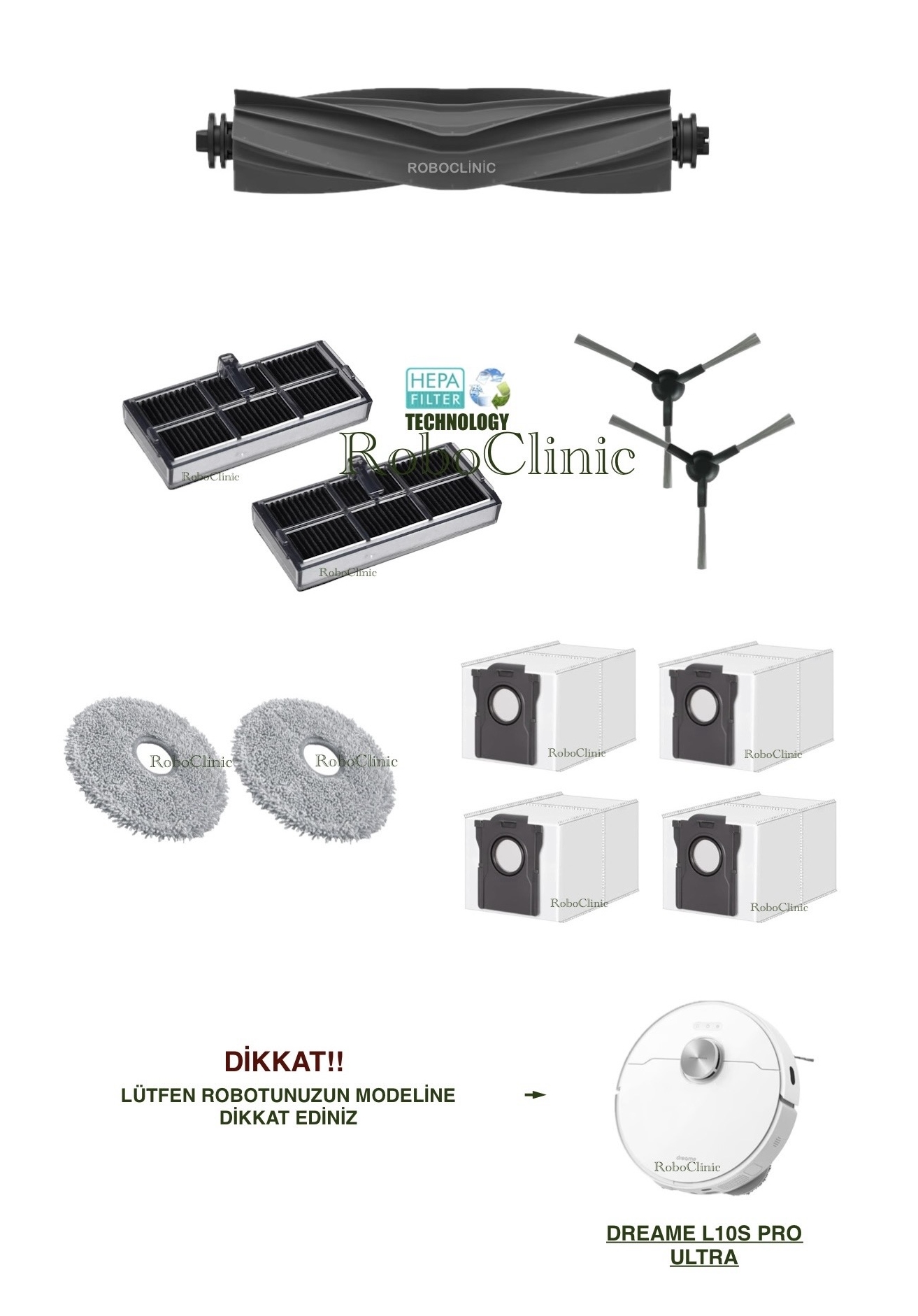 dreame-l10s-pro-ultra-4 Dreame L10s Pro Ultra Yedek Ana Fırça, Yan Fırça, HEPA Filtre, Mop, Toz Torbası - 11 Parça - Görsel 1