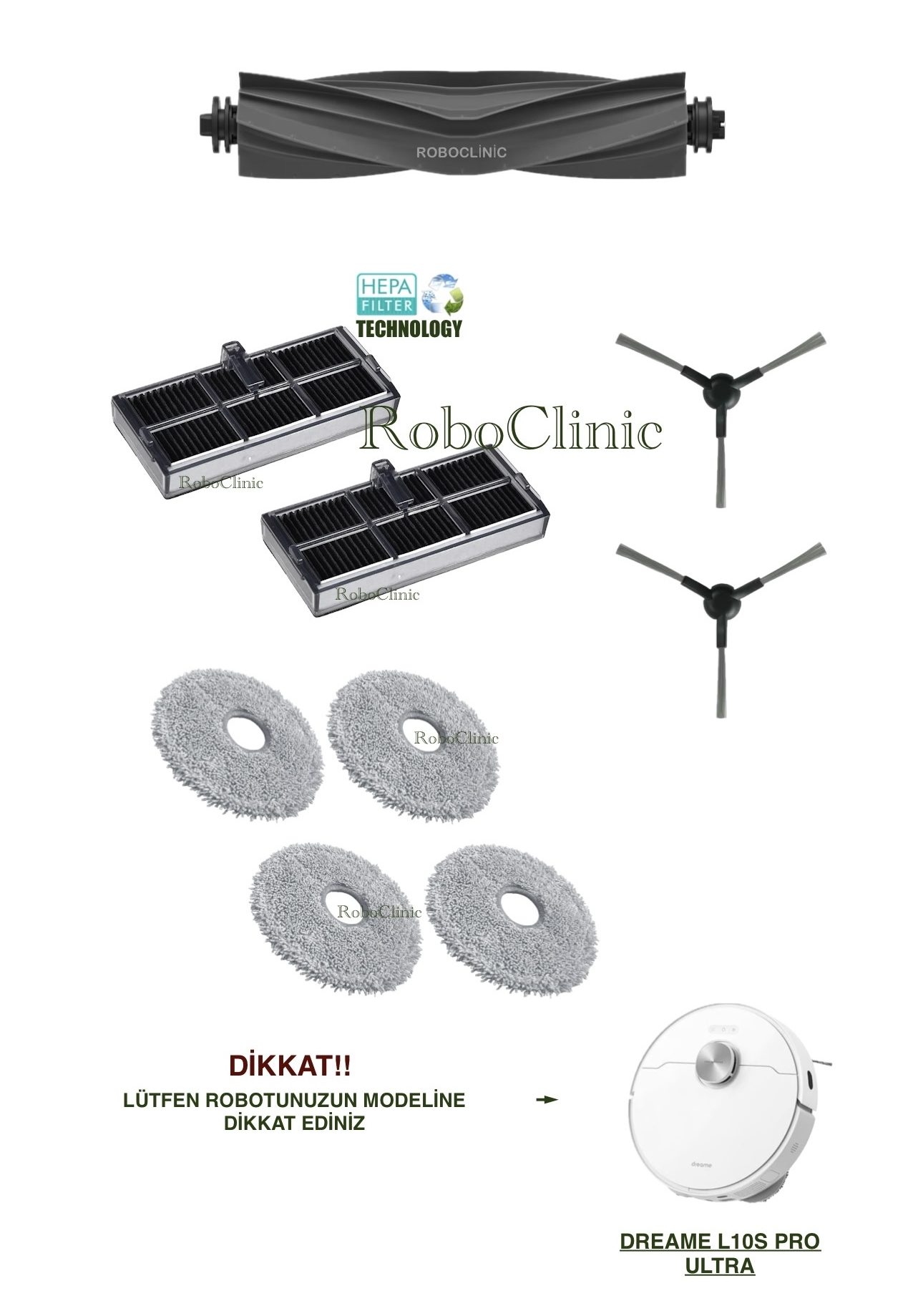 dreame-l10s-pro-ultra-5 Dreame L10s Pro Ultra Yedek Ana Fırça, Yan Fırça, HEPA Filtre, Mop 9 Parça - Görsel 1