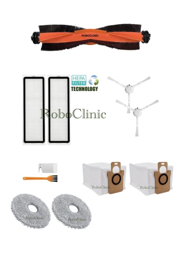 Xiaomi Robot Vacuum X20+ / X20 Plus Yedek Ana Fırça, Yan Fırça, HEPA Filtre, Mop - 11 Parça