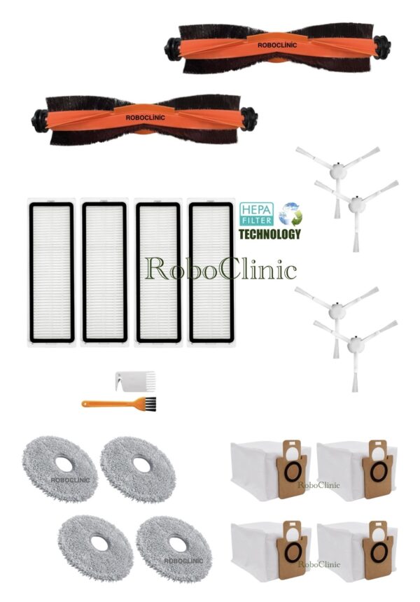 Xiaomi Robot Vacuum X20+ / X20 Plus Yedek Ana Fırça, Yan Fırça, HEPA Filtre, Mop - 20 Parça