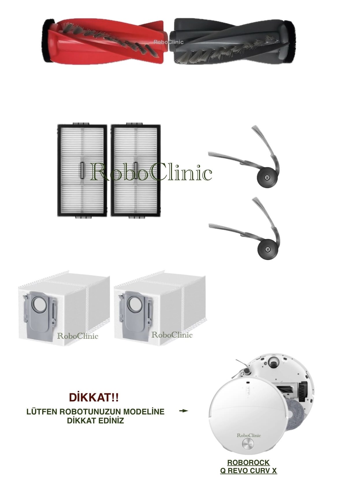 roborock-qrevo-curvx-2 Roborock Qrevo CurvX Yedek Ana Fırça, Yan Fırça, HEPA Filtre, Toz Torbası - 8 Parça - Görsel 1