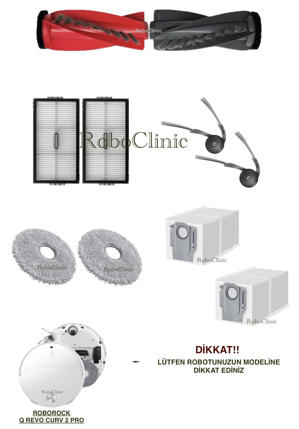 roborock-qrevo-curv-2-pro-1 Roborock Qrevo Curv 2 Pro Uyumlu Ana Fırça, Yan Fırça, HEPA Filtre, Mop, Toz Torbası - 10 Parça - Görsel 1