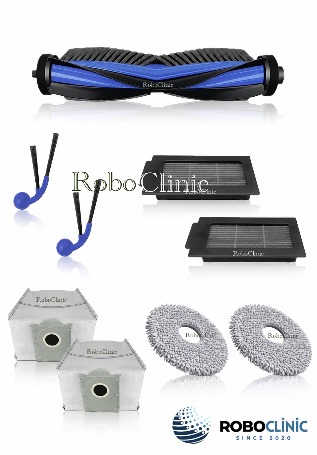 T50S Pro Omni Ecovacs Deebot T50S Pro Omni Uyumlu Ana Fırça, Yan Fırça, HEPA Filtre, Mop - 9 Parça - Görsel 1